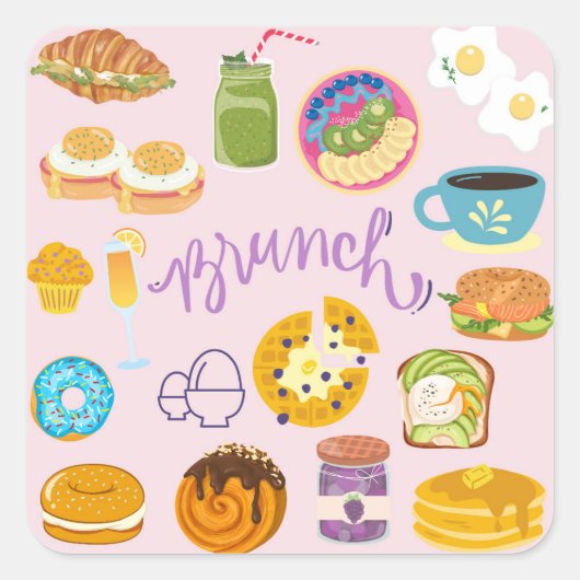 Brunch Squad Vierkante Sticker (Voorkant)