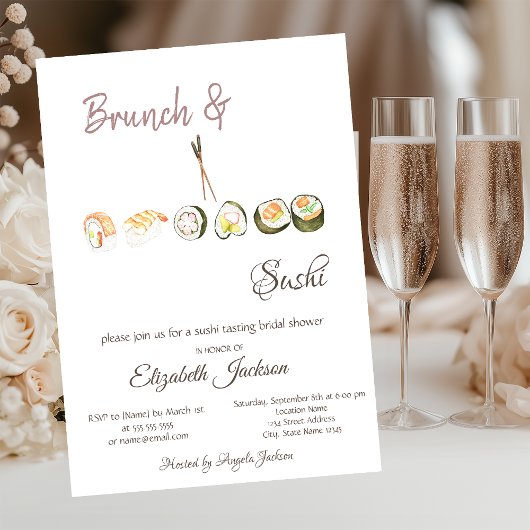Brunch & Sushi Bruidsuitnodiging Kaart