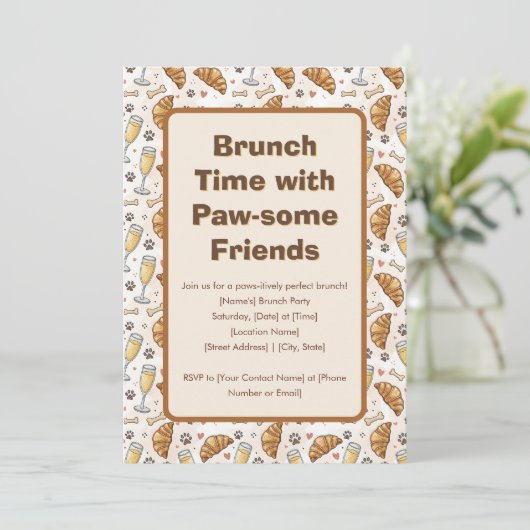 Brunch Tijd met Paw-some Vrienden Uitnodiging (Staand voorkant)