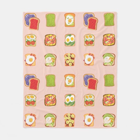 Brunch Toast Patroon Fleece Deken (Voorkant)