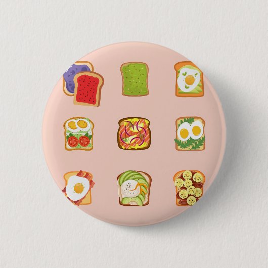 Brunch Toast Patroon Ronde Button 5,7 Cm (Voorkant)