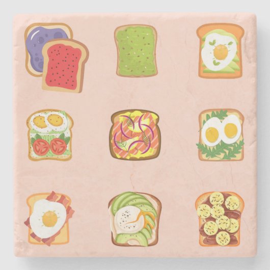 Brunch Toast Stenen Onderzetter (Voorkant)