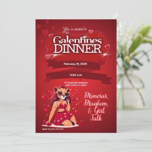  brunch van Galentine Kaart (Staand voorkant)