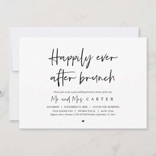 Brunch van 'happily ever after' na de bruiloft kaart (Voorkant)