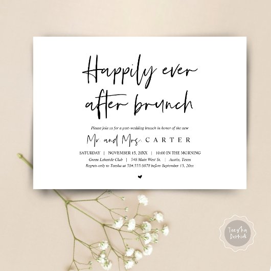 Brunch van 'happily ever after' na de bruiloft kaart