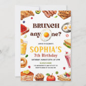 Brunch Verjaardag Uitnodiging, Ontbijt Feest Foodi Kaart (Voorkant)