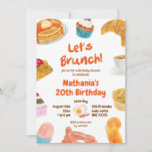 Brunch Verjaardagsfeest Illustratie Uitnodiging (Voorkant)