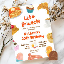 Brunch Verjaardagsfeest Illustratie Uitnodiging