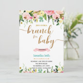Brunch voor baby shower feestuitnodiging kaart (Staand voorkant)