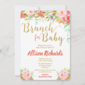 Brunch voor babyshower meisje uitnodigingen bloems (Voorkant)