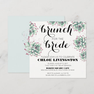 Brunch voor de Bride Succulent Shower Invitation Kaart