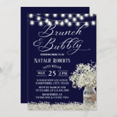 Brunch Vrijgezellenfeest Rustic Floral Jar Navy Bl Kaart (Voorkant / Achterkant)