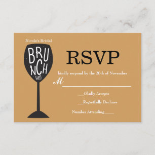 BRUNCH Wine Glass ELKE KLEUR- EN GEBEURTENISKaart RSVP Kaartje