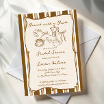 Brunch with bride retro coffee bridal shower kaart<br><div class="desc">Brunch with a bride retro stripes coffee bridal shower invitation cards template instant download,  vintage retro brown stripes hand drawn coffee brunch bridal shower invitation cards template,  hand writing bridal shower invites,  coffee brunch bridal shower invitation cards</div>