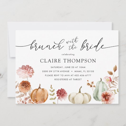 Brunch with the Bride Autumn Shower Invitation Kaart (Voorkant)