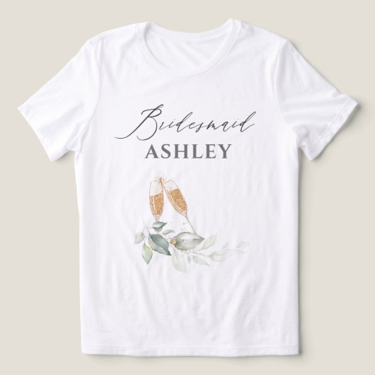 Brunch with the Bride Gold Greenery Bridesmaid Tri-Blend Shirt (Design voorkant)