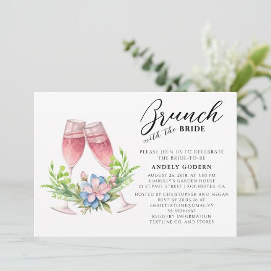 Brunch With the Bride Invitation Kaart (Staand voorkant)