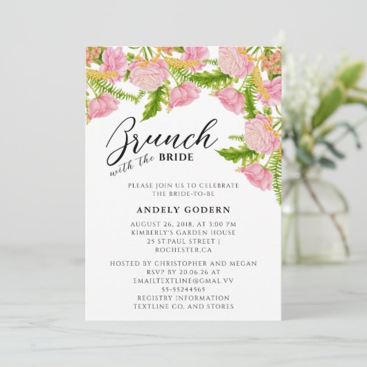 Brunch With the Bride Invitation Kaart (Staand voorkant)
