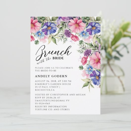 Brunch With the Bride Invitation Kaart (Staand voorkant)