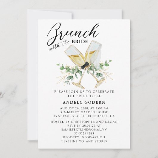 Brunch With the Bride Invitation Kaart (Voorkant)