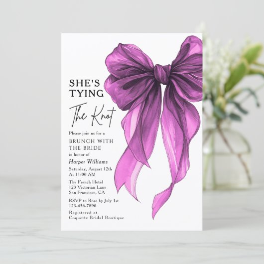 Brunch With The Bride She's Tying The Knot Bow Kaart (Staand voorkant)