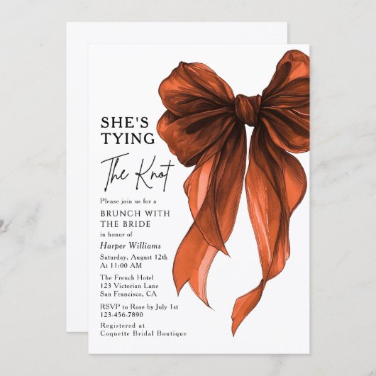 Brunch With The Bride She's Tying The Knot Bow Kaart (Voorkant / Achterkant)