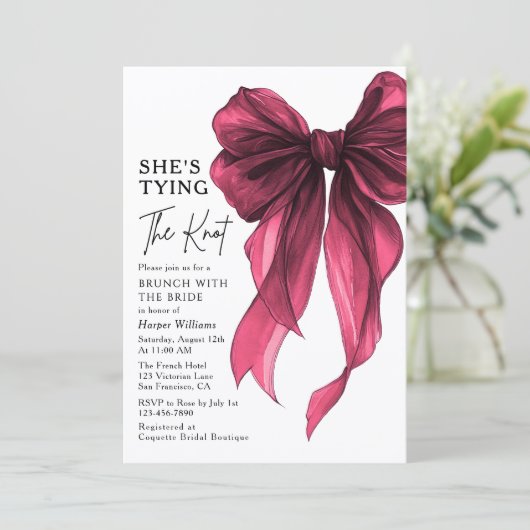 Brunch With The Bride She's Tying The Knot Bow Kaart (Staand voorkant)