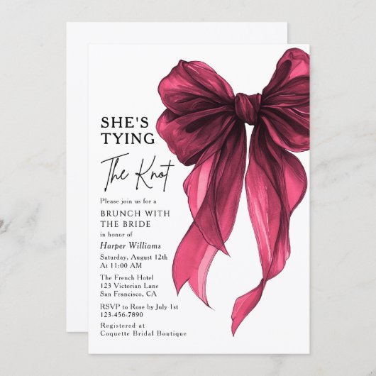 Brunch With The Bride She's Tying The Knot Bow Kaart (Voorkant / Achterkant)