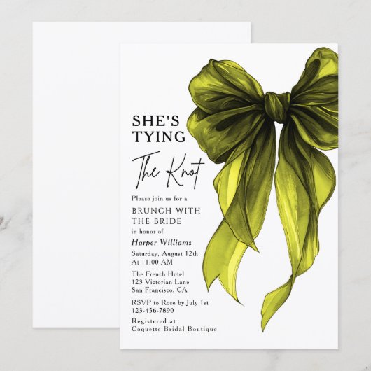 Brunch With The Bride She's Tying The Knot Bow Kaart (Voorkant / Achterkant)