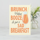 Brunch without Booze Brunch Invitation Kaart (Staand voorkant)