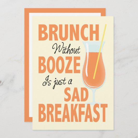 Brunch without Booze Brunch Invitation Kaart (Voorkant / Achterkant)