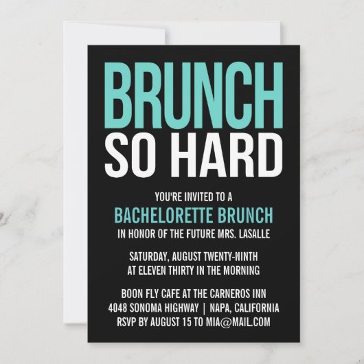 Brunch zo hard Bachelorette Brunch nodigt uit Kaart (Voorkant)