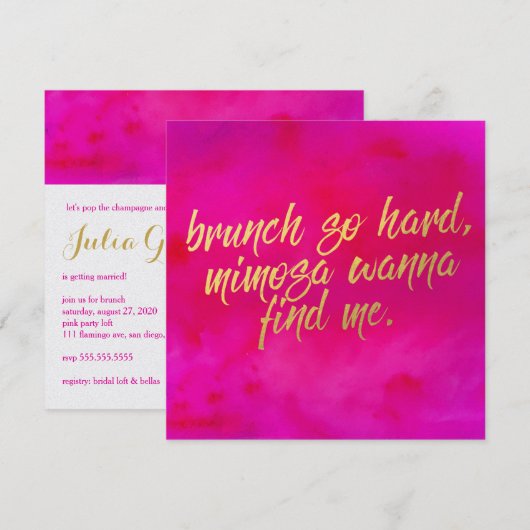 Brunch zo hard Invitation Pearl Shimmer Paper Kaart (Voorkant / Achterkant)