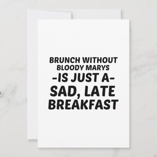 BRUNCH ZONDER BLOODY MARYS SAD LATE BREAKFAST KAART (Voorkant)
