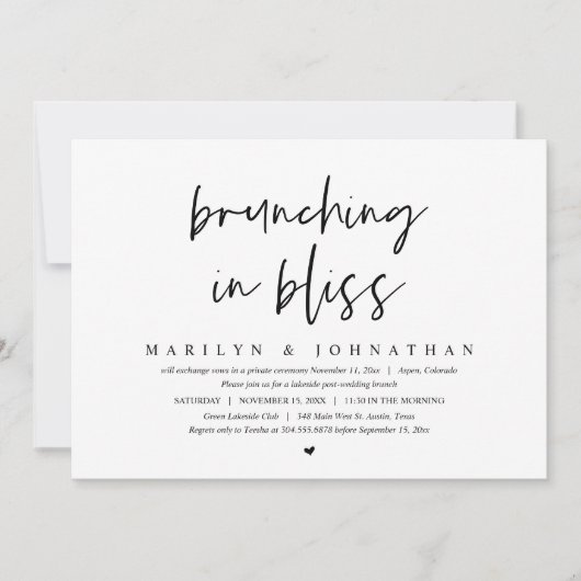 brunchen in gelukzaligheid, post bruiloft brunch kaart (Voorkant)