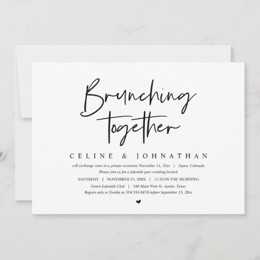 Brunching Samen, Bruiloft Elopement Brunch Kaart (Voorkant)