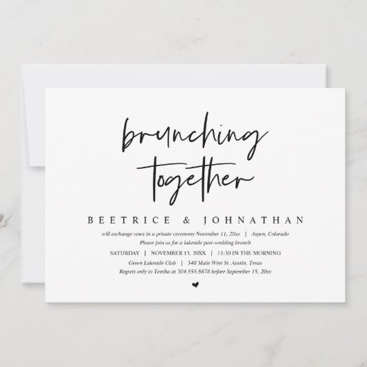 Brunching Samen, Bruiloft Elopement Brunch Kaart (Voorkant)