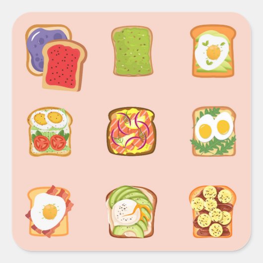 brunchtoast vierkante sticker (Voorkant)