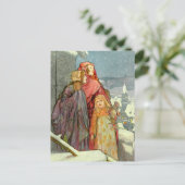 Brune Kerstochtend Meisjes  Duits Feestdagenkaart (Staand voorkant)