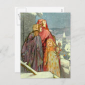 Brune Kerstochtend Meisjes  Duits Feestdagenkaart (Voorkant / Achterkant)