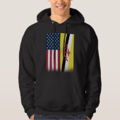 Brunei  Bruneian American Flags Proud USA Brunei Hoodie (Voorkant)