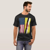 Brunei  Bruneian American Flags Proud USA Brunei T-shirt (Voorkant volledig)