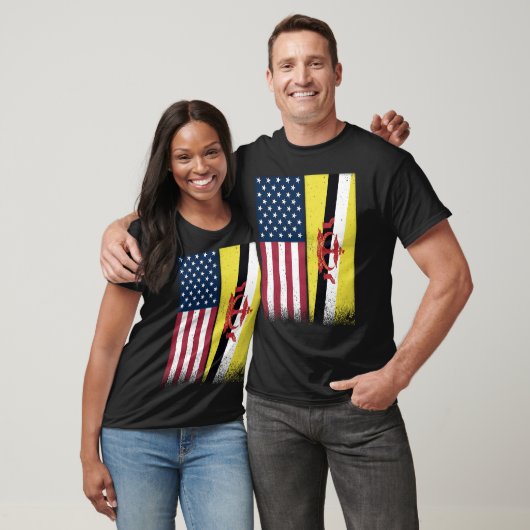 Brunei  Bruneian American Flags Proud USA Brunei T-shirt (Unisex)