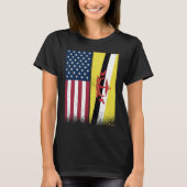 Brunei  Bruneian American Flags Proud USA Brunei T-shirt (Voorkant)