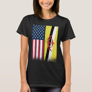 Brunei  Bruneian American Flags Proud USA Brunei T-shirt