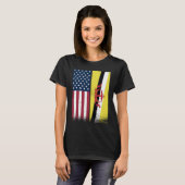 Brunei  Bruneian American Flags Proud USA Brunei T-shirt (Voorkant volledig)