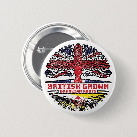 Brunei Bruneian British Tree Roots Flag Ronde Button 5,7 Cm (Voorkant /achterkant)