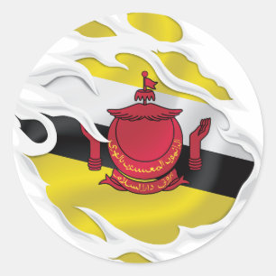 Brunei Darussalam gescheurde vlag Ronde Sticker
