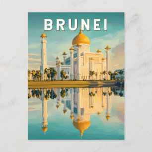 Brunei Illustration Travel Art Vintage Briefkaart
