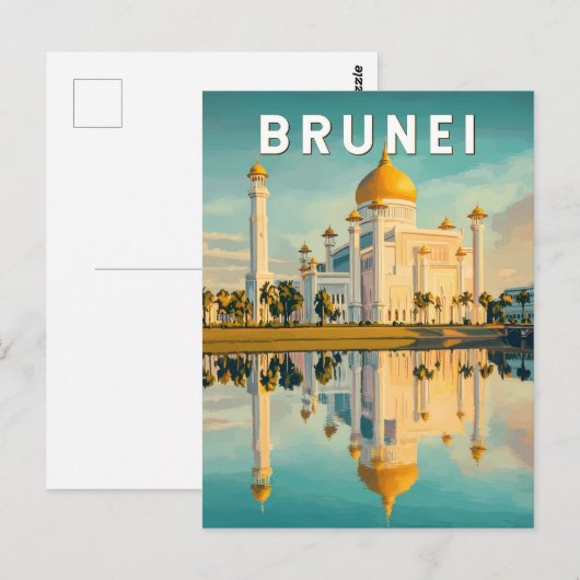 Brunei Illustration Travel Art Vintage Briefkaart (Voorkant / Achterkant)